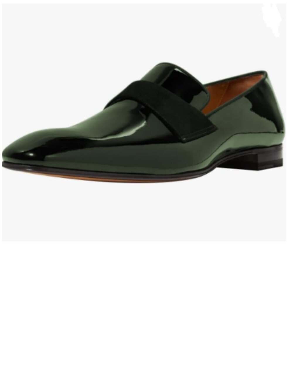 FSJ Men’s “INSPIRED” Patent Leather Slip-On Loafers in Dark Green and Black